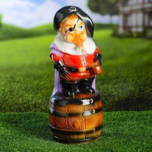 Садовая фигура "Пират на бочке", 14х13х34см