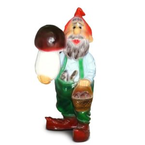 Садовая фигура «Гном грибник» 35х35х90см