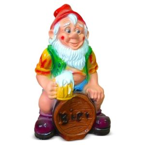 Садовая фигура «Гном на бочке» 30х45х80см