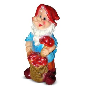 Садовая фигура «Гном с грибами» 35х30х70см