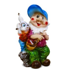 Садовая фигура «Гном с зайчиком» 23х26х43см