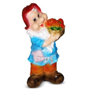 Садовая фигура «Гном с овощами» 40х30х70см