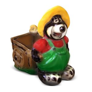 Садовая фигура «Крот с тележкой» сзади 42х30х48см