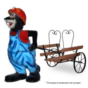 Садовая фигура «Крот с тележкой»