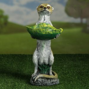 Садовая фигура-поилка «Сурикат с листиком», серый цвет, 33 см