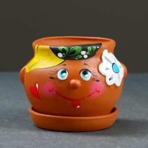 Фигурное кашпо «Личико мальчик» 9×8,5 см МИКС