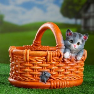 Фигурное кашпо «Котёнок в лукошке» 24х22х19см