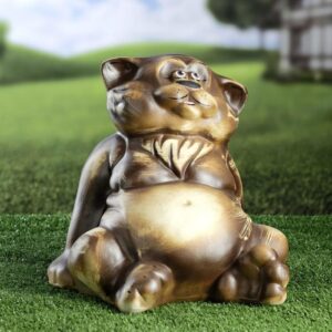 Садовая фигура "Кот-толстопуз", под шамот, бежевый цвет, 31 см, микс